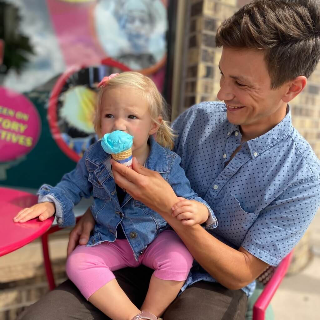 Young Man and baby with Ice Cream