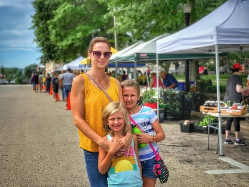 Mom at the fair with her kids