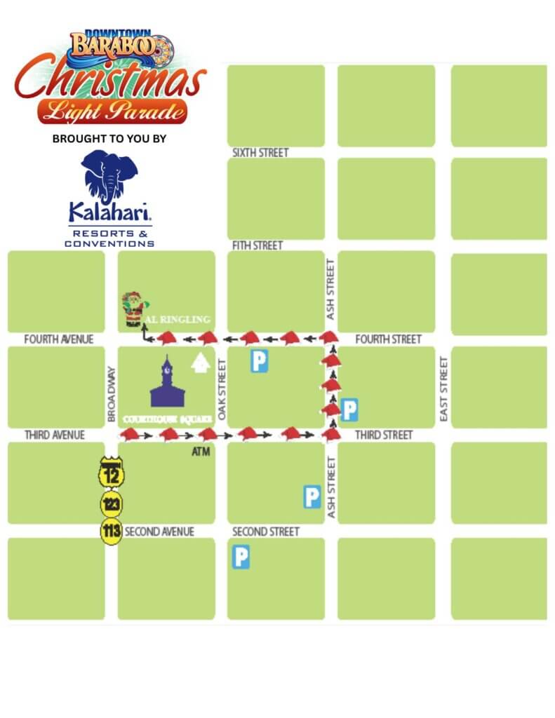 Baraboo Christmas Light Parade Map