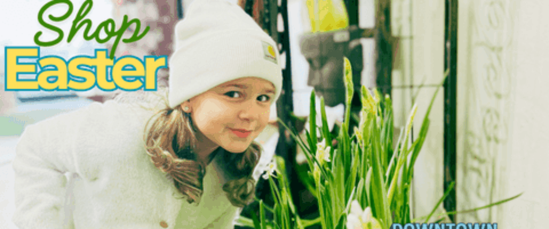 Girl Shopping in Downtown Baraboo for Easter