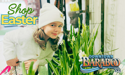 Girl Shopping in Downtown Baraboo for Easter