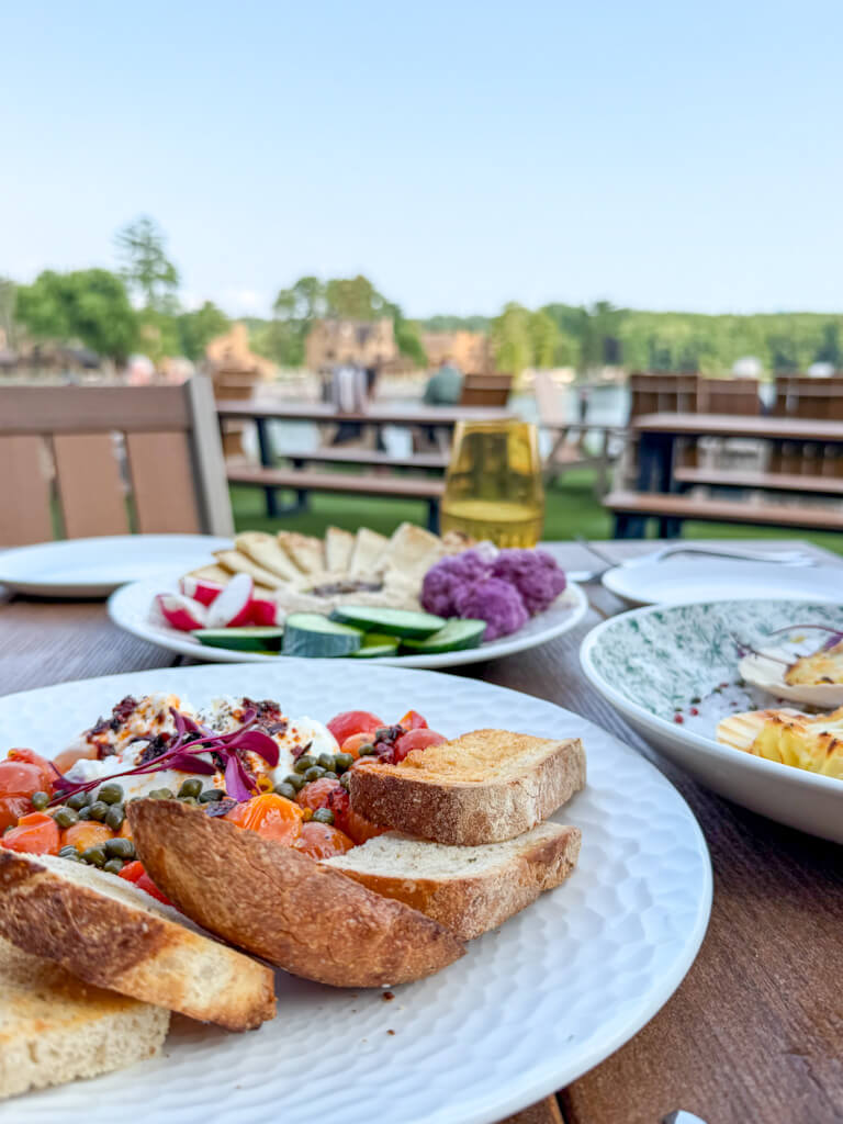 Appetizers at Daylene's Supper Club in Baraboo and Wisconsin Dells, with a view of Lake Delton