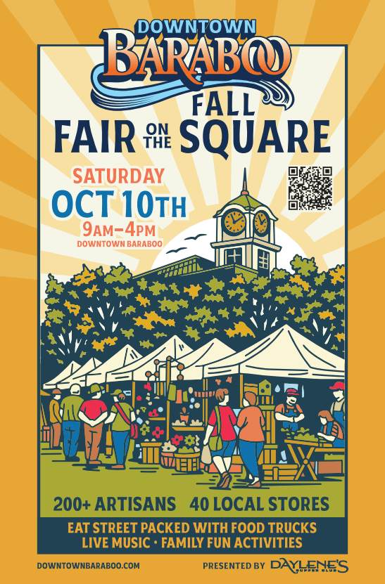 An advertisement for Fall Fair on the Square in Baraboo, WI on Oct 10, 2026. Sponsored by Daylene's.